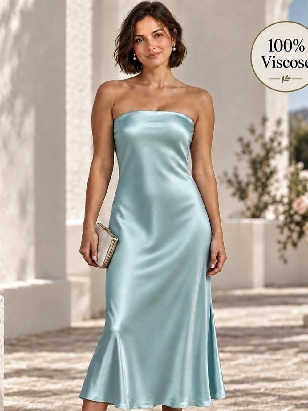 French Connection Satin Midi Dress 100% viscose size L